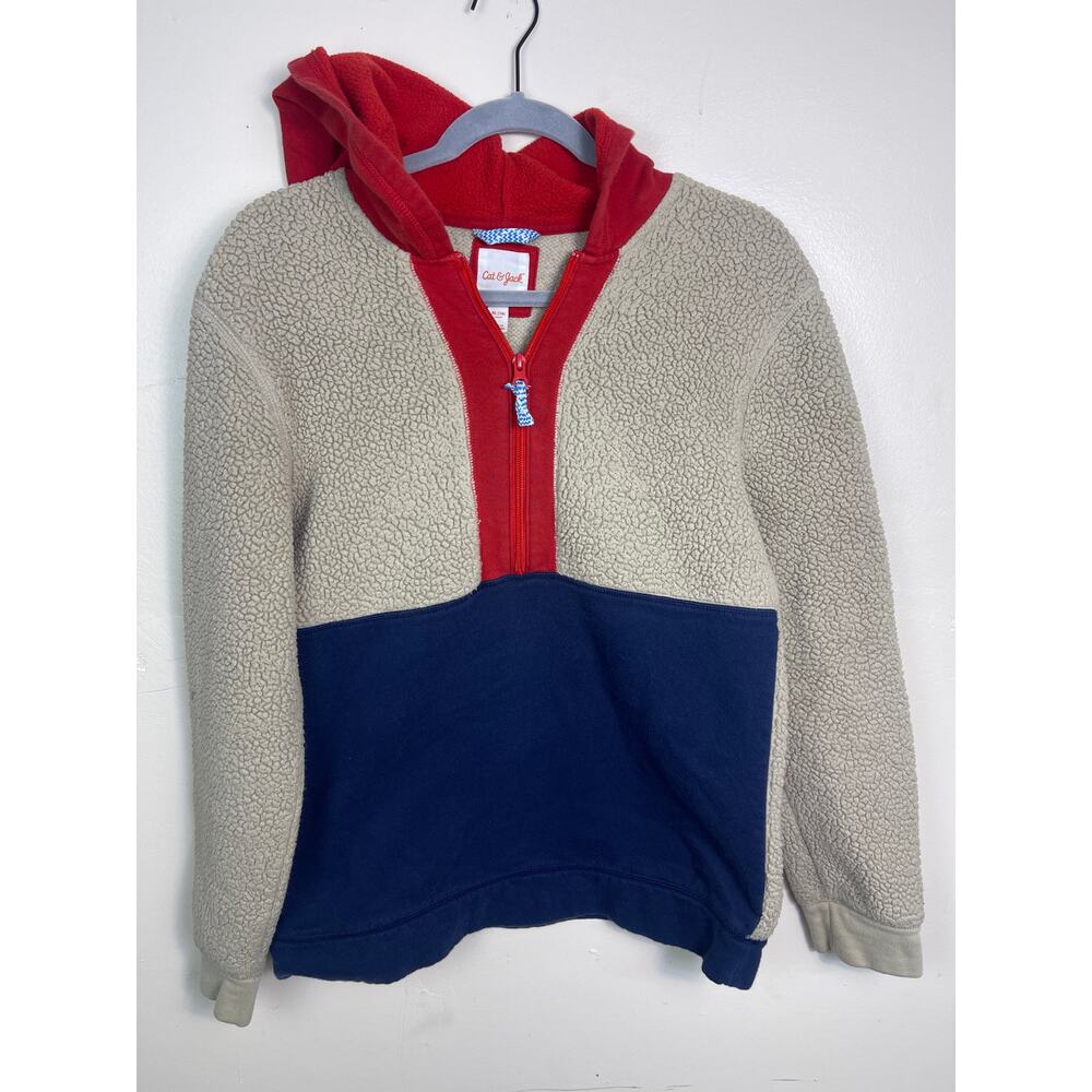 Cat & Jack Boys Sherpa Fleece 1/2 Zip Pullover Hoodie Jacket Size XL - Picture 1 of 3